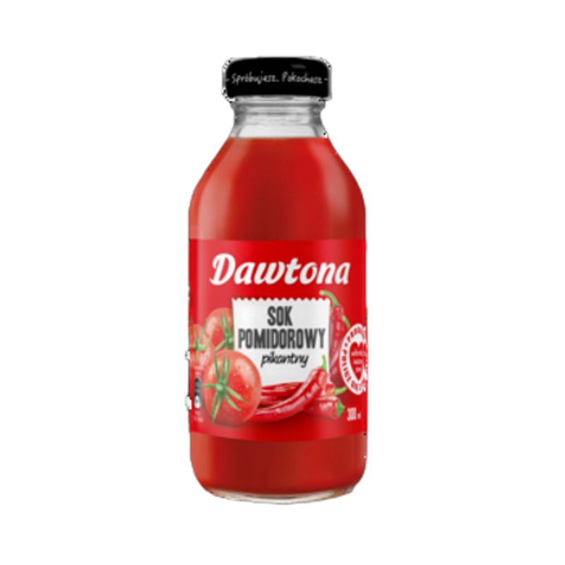 Sok Pomidorowy Pikantny Warzywny Pasteryzowany Bez Cukru - 300 ml Dawtona